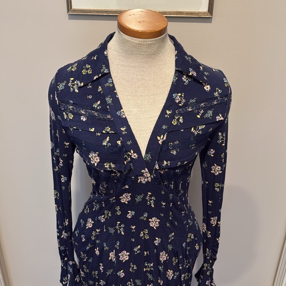 NWT!! Free People - Good Days Mini Dress - Blue Floral - Size XS - Picture 4 of 11